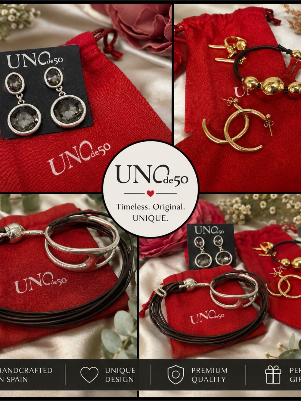 UNO de 50 Red Jewelry Set with Gold & Silver Pieces in bulk!